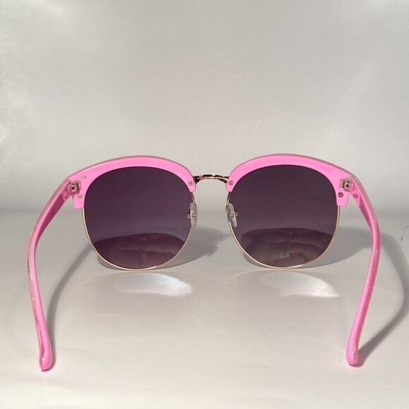 0633 Pink Plastic and Gold Metal Mirrored Green Lense Sunglasses New - Picture 4 of 12